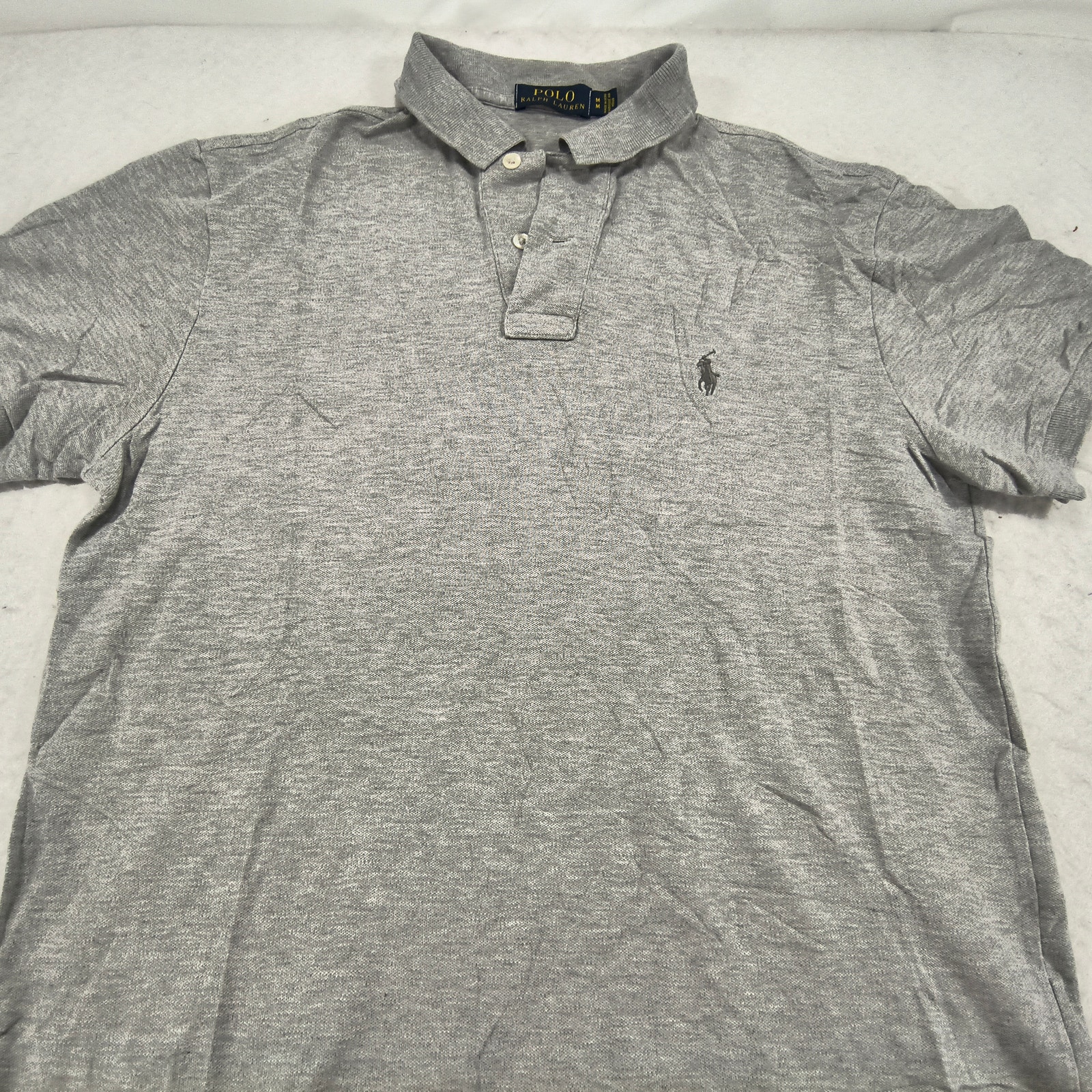 Polo Ralph Lauren Collared Short Sleeve Polo Shirt Mens Size Medium M Gray